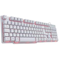 Imagem de Teclado Gamer Vx Gaming Hydra Branco Abnt2 Multimídia Com Led Vermelho Usb 1.8m - Gth110bv