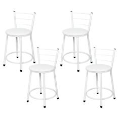 Imagem de Kit 4 Banquetas Baixa Epóxi Branca Assento Branco Laumar