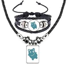 Imagem de Alien Criature Bear Art Deco Presente Fashion Colar de Couro Conjunto de Joias