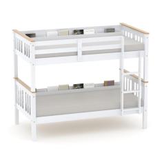 Imagem de Beliche Import Solteiro Com Porta Livros Madeira Maciça Branco/mel Megamobilia