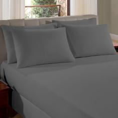 Imagem de Jogo de Cama king 3 peças Quartzo Liso em Malha 100% Algodão Premium Penteado