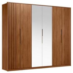 Imagem de Guarda Roupa Casal Ripado Atrice 6 Portas Nogueira Touch Com Espelho D