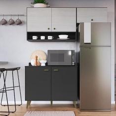 Imagem de Cozinha Compacta 2 Peças 5 Portas 1 Nicho Porta Tempero Atena Gralar Grafite/snow