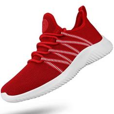 Imagem de Feethit Tênis de corrida feminino, antiderrapante, antiderrapante, leve, academia, treino, respirável, moderno, Vermelho, 38