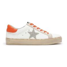 Imagem de Mi.iM Tênis Gaby com sola de borracha e cadarço e estampa de cobra, Branco, laranja, 35