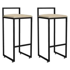 Imagem de Kit 02 Banquetas Altas Hanna Preto Suede Bege