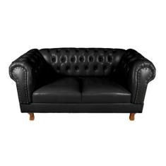 Imagem de Conjunto Sofá Namoradeira Chesterfield Capitonê Duque Corano Preto Dec
