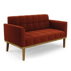 Imagem de Sofá Namoradeira Base Madeira Fixa Castanho Elisa Bouclê D03 - D`rossi Cor Terra