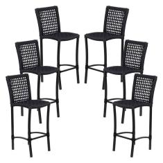 Imagem de 6 Banqueta Cannes Em Alumínio E Corda Náutica Preto