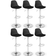 Imagem de Kit 6 Banqueta Alta Leda Com Base Giratória E - Preto