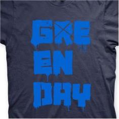 Imagem de Camiseta Green Day Marinho e  Claro em Silk 100% Algodão