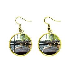 Imagem de Cena do exterior Art Deco, presente, moderno, brinco pendente, dourado, joia feminina