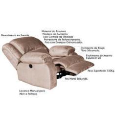 Imagem de Poltrona do Papai Reclinável Manual Veludo Creme Gran Belo