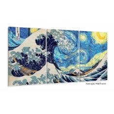 Imagem de Quadro Decorativo Abstrato Ondas Sakura Japão 120x60 3pç