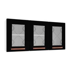 Imagem de Armário Aéreo P- Cozinha Mirage New Aço 3 Portas C-vidro 120cm Branco-preto - Telasul