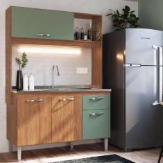 Imagem de Cozinha Compacta 4 Portas 1 Gaveta 1 Nicho Katy FREIJÓ/OLIVA