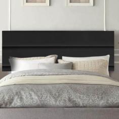 Imagem de Painel Estofada Argentina 140cm Casal Para Cama Box Quarto Suede Preto