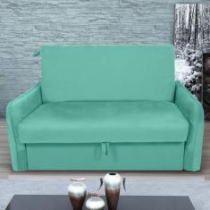 Imagem de Sofá Cama 2 Lugares Com Baú Fabian Veludo Verde Menta