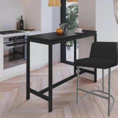 Imagem de Banqueta Com Encosto Noah Luxo Confort Bistrô Cozinha Ferro Cinza Suede Preto - Ahz Móveis