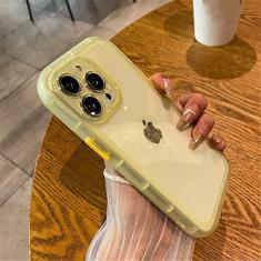 Imagem de Capa de telefone transparente de silicone à prova de choque para iPhone 14 13 12 11 Pro Max X XR XS 7 8 Plus SE Capa transparente de proteção de lente, amarela, para iPhone SE 2022