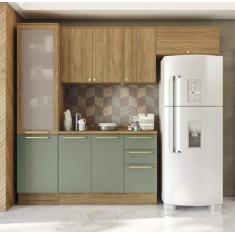 Imagem de Armário de Cozinha Modulada Completa Reta 5 peças 2,50m 228 Botanic Ka