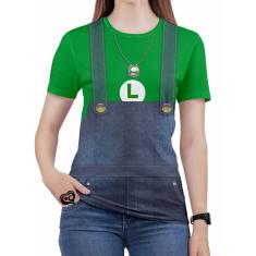 Imagem de Camiseta do Super Mario Bros Feminina Luigi Roupa blusa