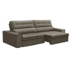 Imagem de Sofá 5 Lugares Retrátil e Reclinável Ravena Veludo Castor - Ferguile