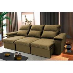 Imagem de Sofá Retrátil/Reclinável Paris 2,30m Suede Velut Bege c/ Molas no Asse