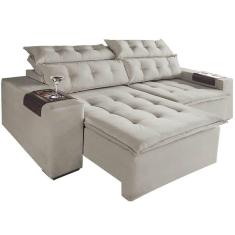 Imagem de Sofá Carioca Retrátil E Reclinável 4 Lugares 230cm Tecido Veludo Cor Bege