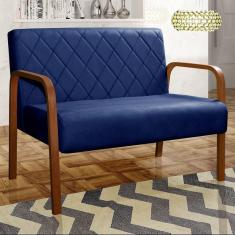 Imagem de Sofá 2 Lugares Namoradeira Lara Decoração Sala Quarto Recepção Azul Marinho