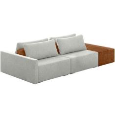 Imagem de Sofá Ilha Modular Para Sala 252cm com Puff Dublin K01 Linho Cinza Sint