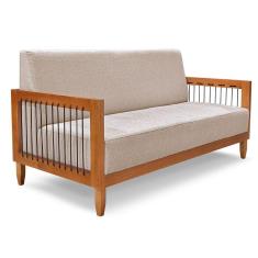 Imagem de Sofá Living 2 Lugares Marilia 1,60m Linho Areia Base em Madeira Castanho - Pallazio