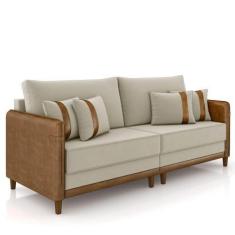 Imagem de Sofá 3 Lugares Living 212cm Zoe K04 Veludo Bege-marrom - Mpozenato