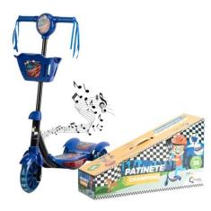 Imagem de Patinete Azul Infantil Menino Carros 3 Rodas Musical - Camppor