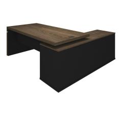 Imagem de Mesa Para Escritório Em L Com Tomada 2 Gavetas Charuto Preto