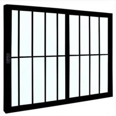 Imagem de Janela de Correr em Alumínio 60 x 60 x 8 cm com Grade 2 Folhas Esquerd