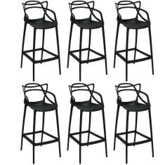 Imagem de Kit 6 Banquetas Allegra Com Encosto Design Cozinha/bancada -
