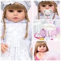 Imagem de Boneca Reborn De Silicone Loira Acessórios Luxo - Cegonha Reborn Dolls