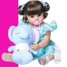 Imagem de Boneca Reborn Bebê Realista Corpo De Silicone Com Pelucia - New Happy