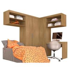 Imagem de Guarda Roupa Modulado Com Escrivaninha Luzia Boreal - Móveis Arapongas