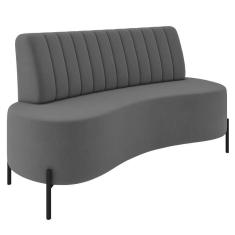 Imagem de Sofá 2 Lugares 135cm Pés Aço Preto Tamar K04 Veludo Grafite - Mpozenato