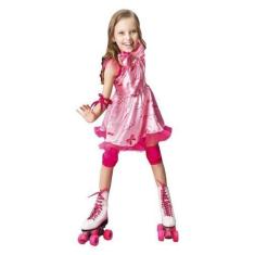 Imagem de Fantasia Patinadora Infantil Rosa Com Joelheira E Cotoveleira - Fantas