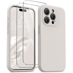 Imagem de AOTESIER Capa para iPhone 15 Pro, capa de telefone de silicone atualizada [proteção da câmera] [compatível com Magsafe], forro de microfibra macio antiarranhões com [2 protetores de tela], 15,5 cm,