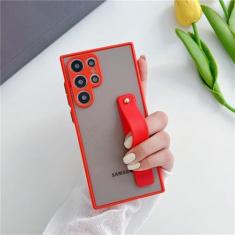 Imagem de Suporte de alça de pulso capa de telefone translúcida para Samsung S24 S23 Ultra S22 S20 S21 Plus FE Note 20 A72 A52 A33 A13 A32 A21S Capa, vermelha, para S22 Plus