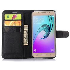 Imagem de Capa carteira para Samsung J710/J7 2016, capa carteira flip de couro PU premium com compartimento para cartão, suporte e fecho magnético [capa interior à prova de choque de TPU] Compatível com Samsung