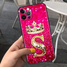 Imagem de Capa de telefone de carta de diamantes rosa para iPhone 11 7 12 13 Pro XR X XS Max 6 6S 8 Plus SE Capa macia à prova de choque Funda SE2022,B07,Para iphone XS Max