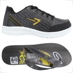 Imagem de Kit Tenis Box 200 e Chinelo Masculino Estiloso Macio Tamanho Especial Versatil Confortavel-Masculino