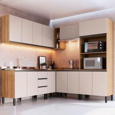 Imagem de Cozinha Completa Angico 13 Portas 3 Gavetas Montana/Fumê - Quiditá Móveis