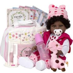 Imagem de Boneca Reborn Girafinha Negra Linda Com Itens Pode Dar Banho - Cegonha