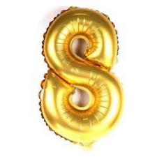 Imagem de Balão Metalizado Numero 8 Dourado 70cm
